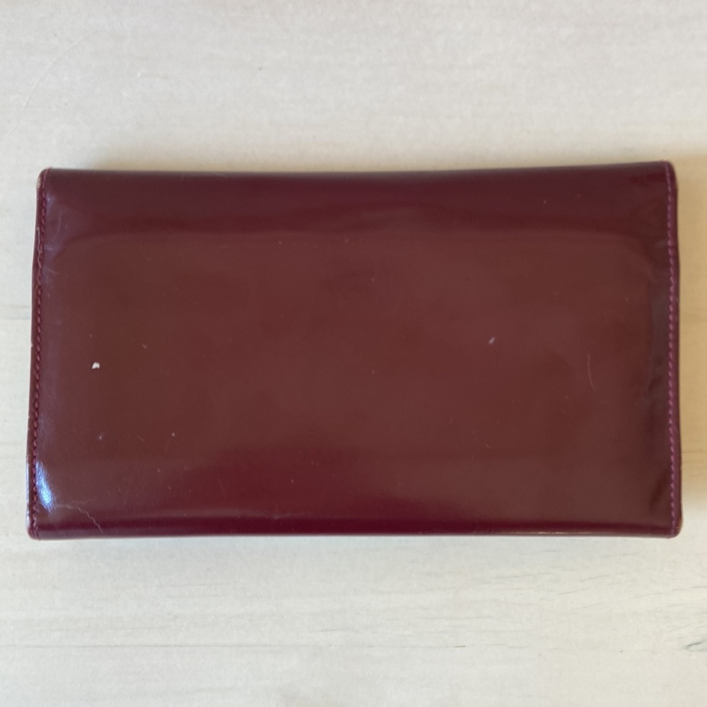 Designer YSL Yves Saint Laurent Cherry Red Smooth Leather Trifold Wallet VTG - Picture 3 of 8
